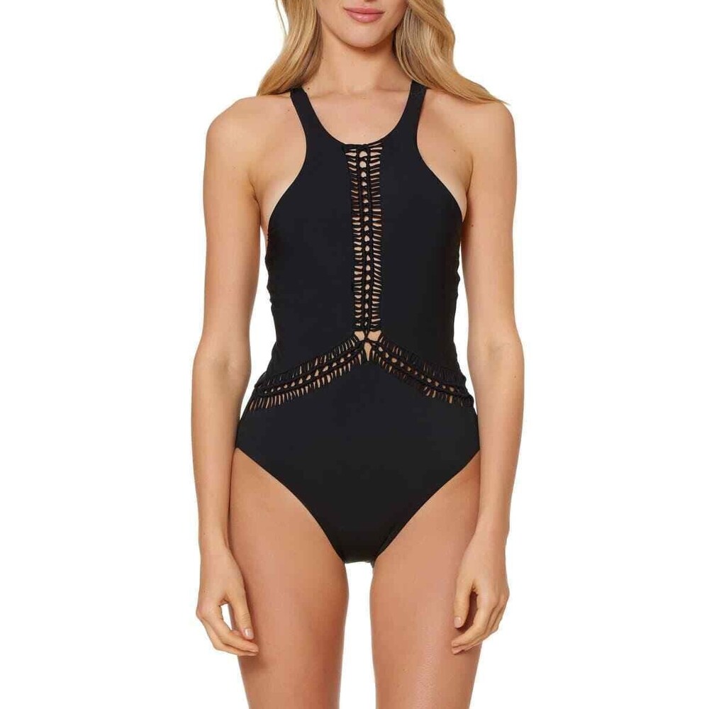 NWT RED CARTER ladies XS macrame high neck maillot swimsuit bathing suit $160
